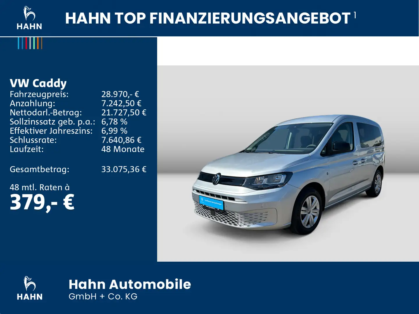 Volkswagen Caddy 1,5TSI 85kW KAMERA AHK FLÜGEL SITZH Silber - 2
