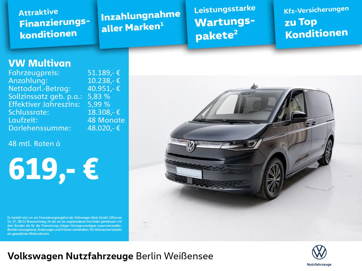 Volkswagen T7 Multivan T7 Multivan 1.4 TSI eHybrid Style DSG*AGR*TISCH* Blau - 2