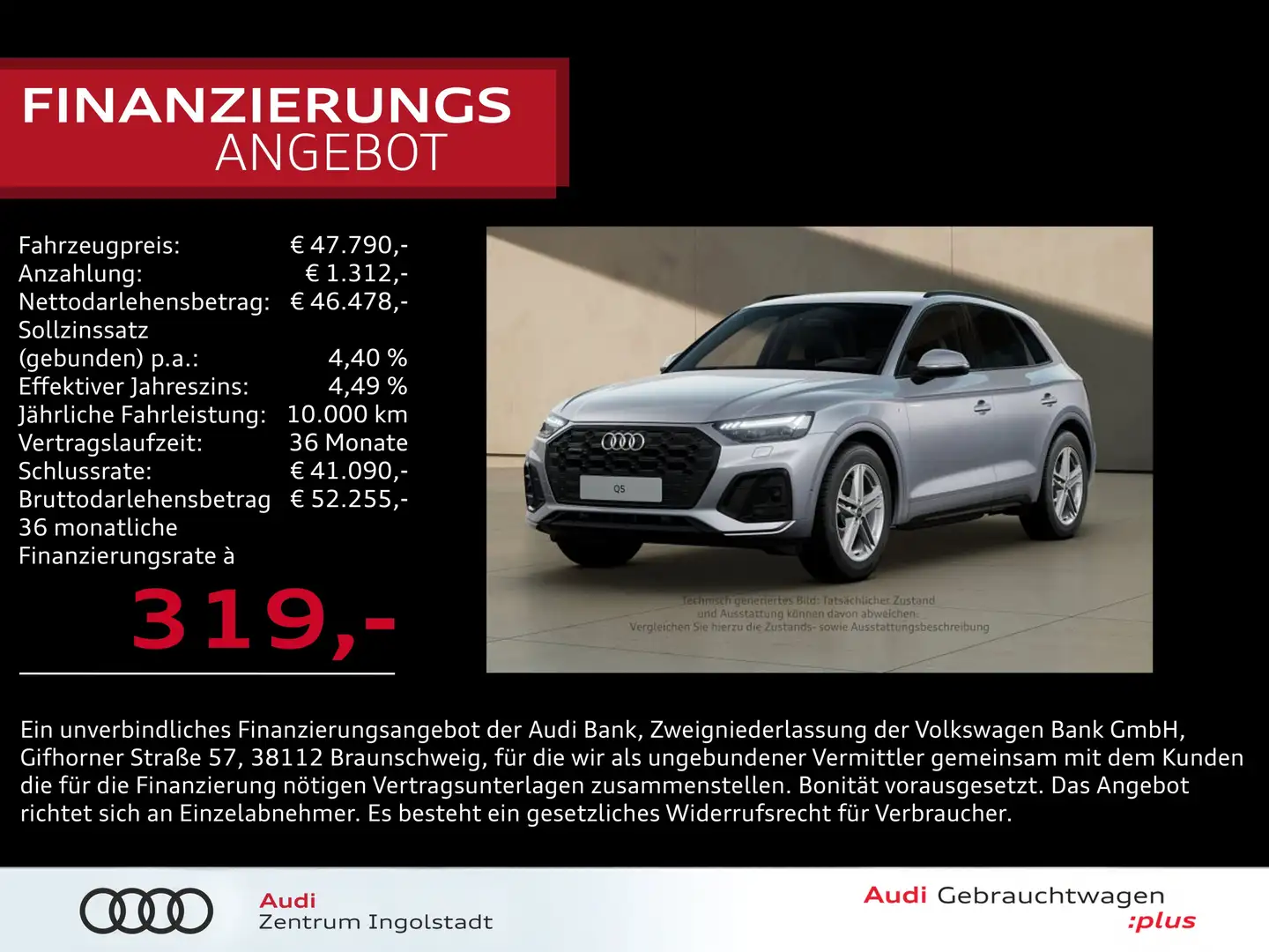 Audi Q5 45 TFSI qu S line MATRIX AHK ACC virtual Kam. Silber - 1