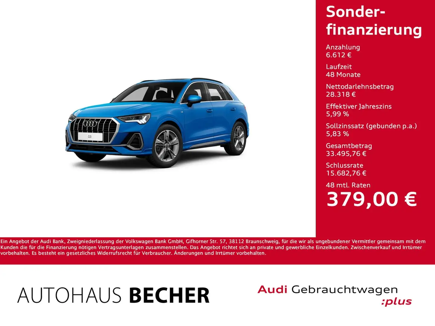 Audi Q3 S line 40 TFSI quattro S tronic /AHK/Pano Blau - 1