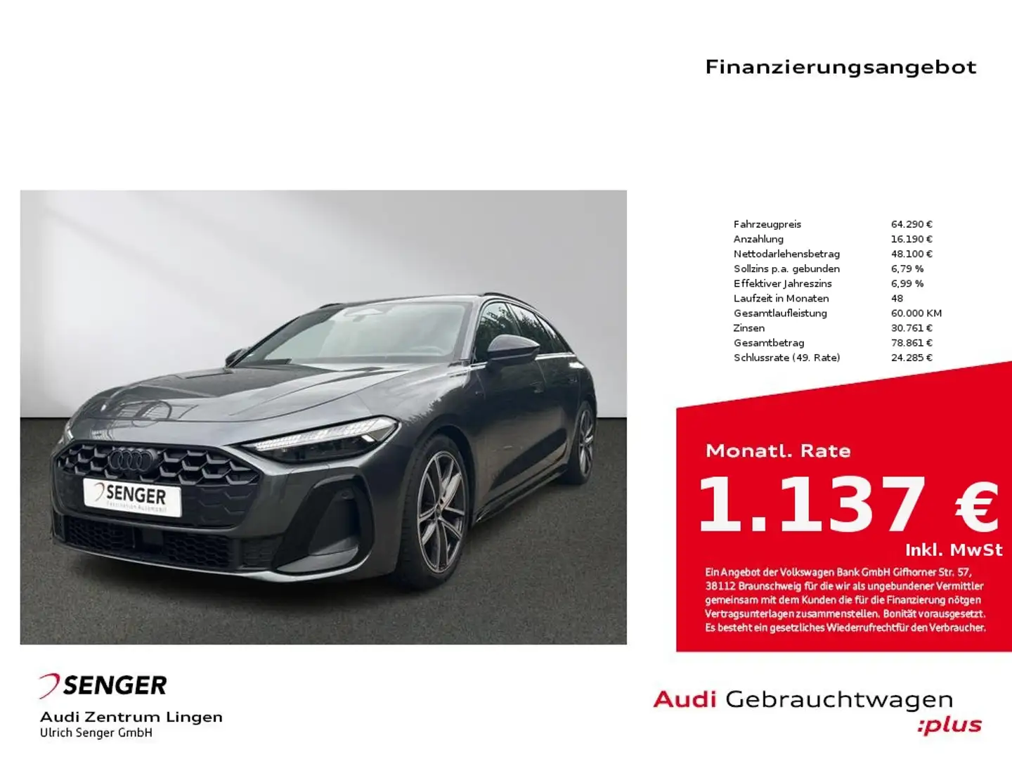 Audi A5 Avant e-hybrid quattro Tech plus Paket Matrix Gris - 1