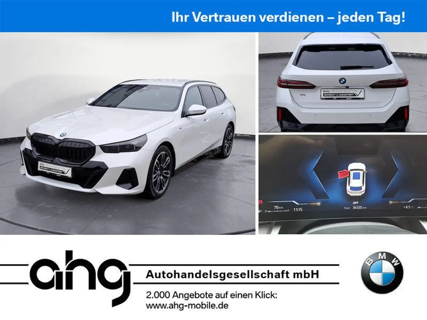 BMW 520 d Touring M Sport Navi H&K AHK HeadUp Iconic Weiß - 1