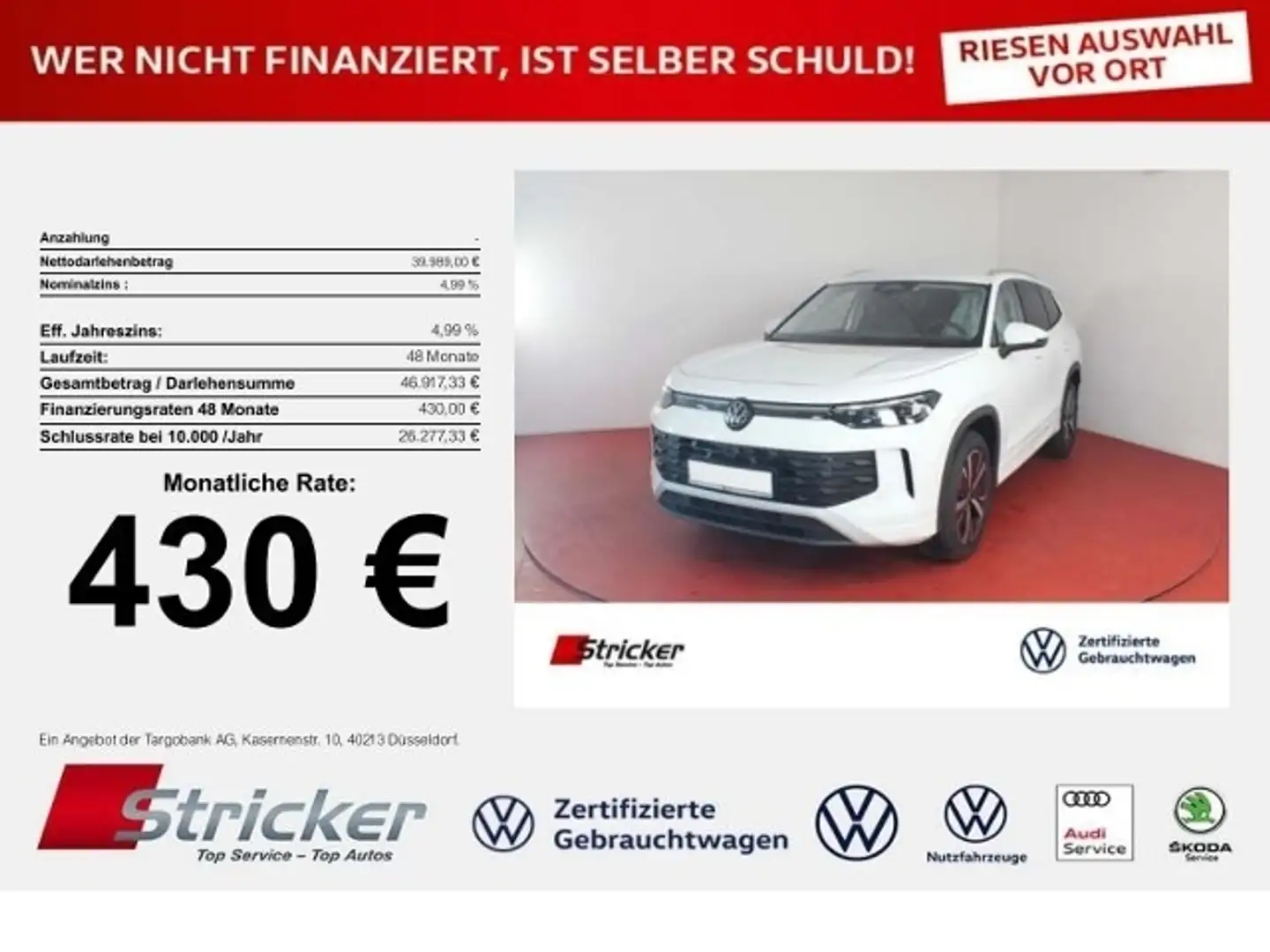 Volkswagen Tayron Life 1.5 TSI DSG 430,-ohne Anzahlung App-Connect Weiß - 1