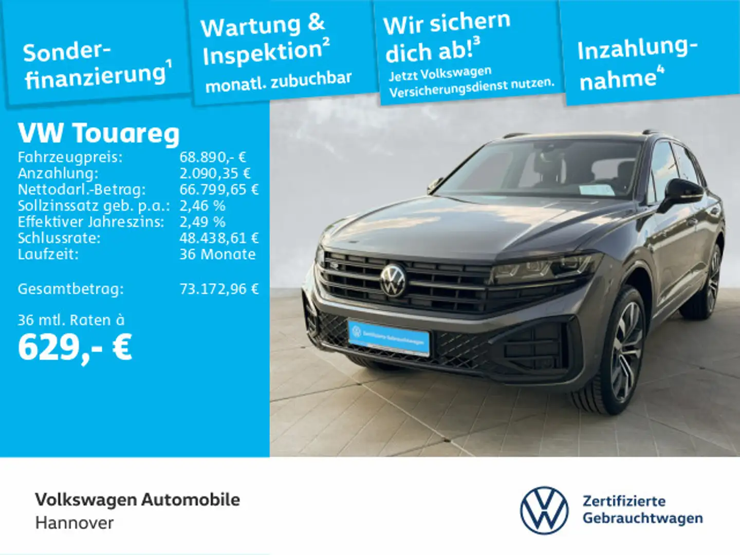 Volkswagen Touareg 3.0 V6 TDI DSG R-Line Navi Pano STHZG LE Grau - 1