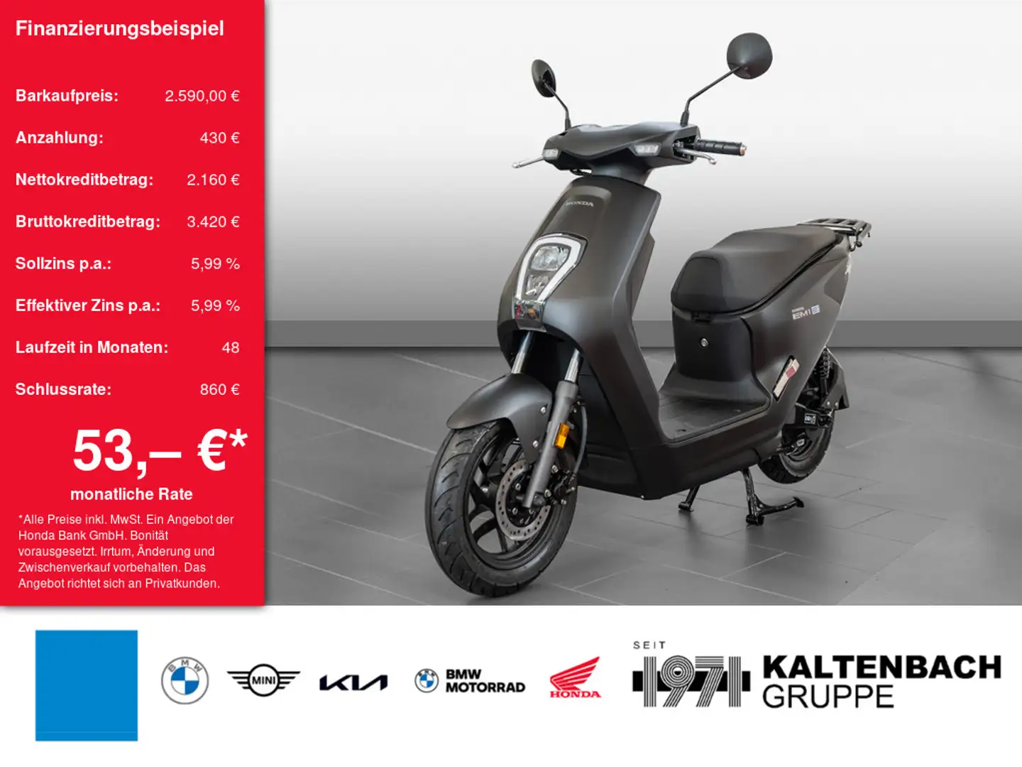 Honda EM1 e : LED *EXTRA AKKU* Tageszulassung Schwarz - 1