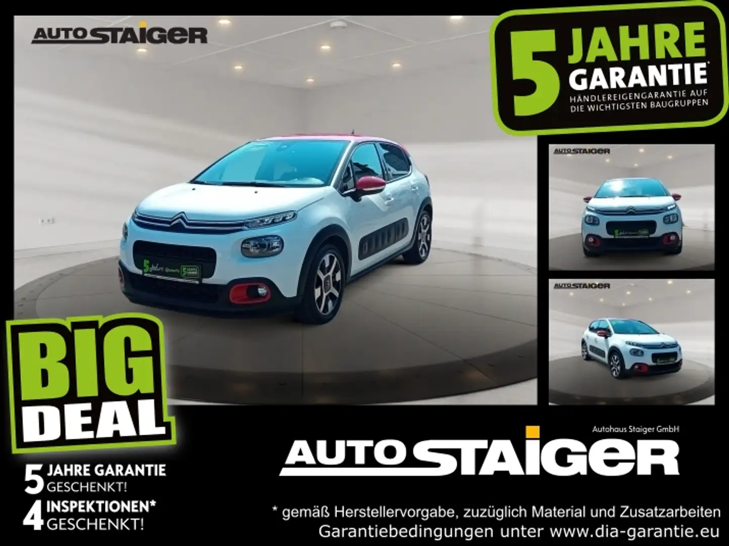 Citroen C3 5 Jahre Garantie~Sitzheizung~PDC~Spurhalte~ Bianco - 1