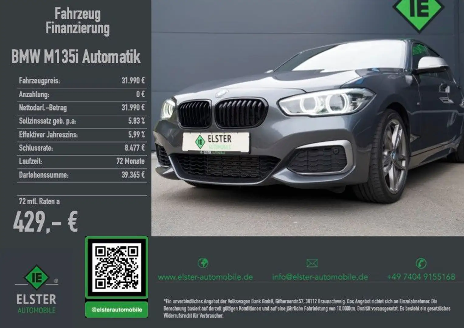 BMW 135 i Klimaauto,LED,Winterp,PDC,Multilf,5Türen Grau - 1