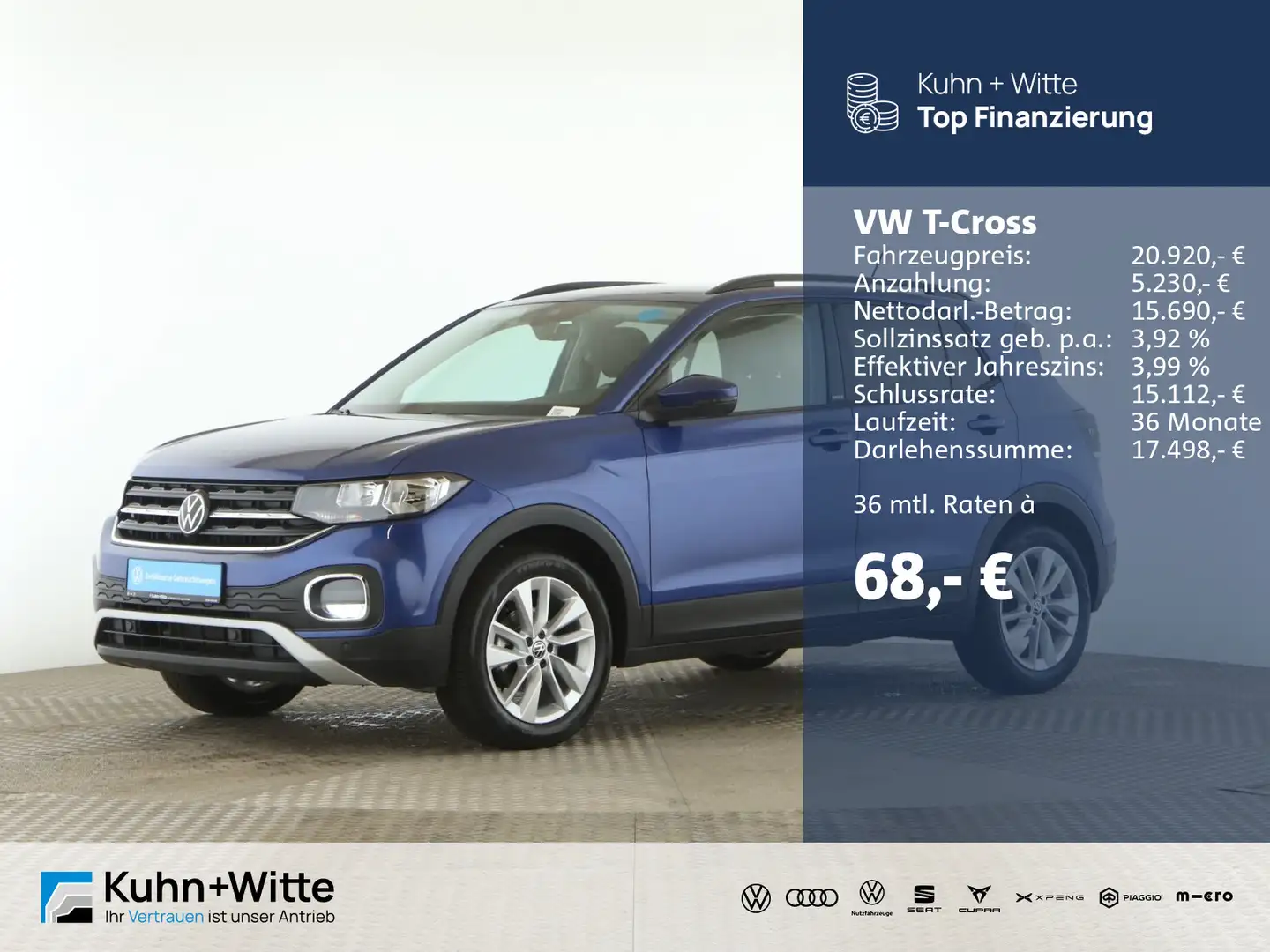 Volkswagen T-Cross 1.0 TSI Life *ACC*PDC*Navi*SHZ*Beats*App Blau - 1