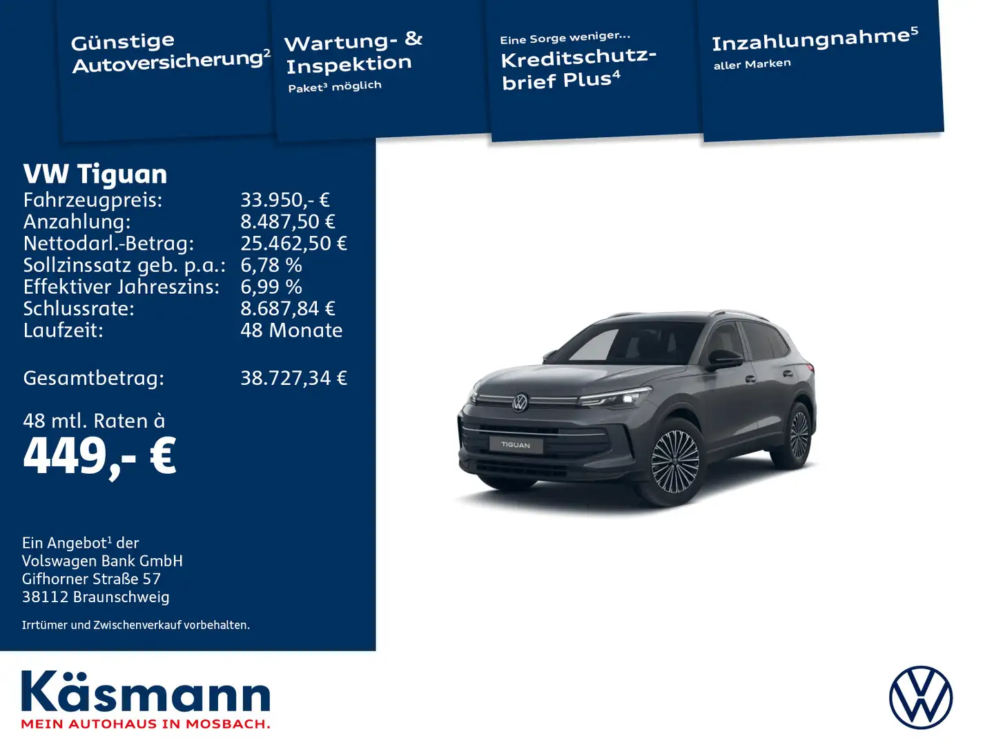 Volkswagen Tiguan Goal 1.5 eTSI NAVI LED ACC Grau - 1