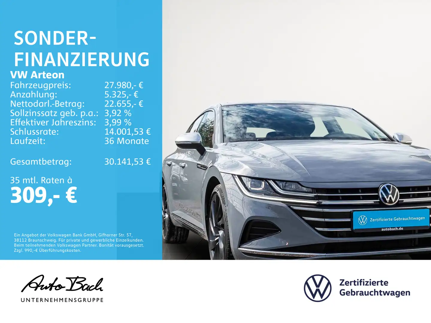 Volkswagen Arteon 2.0 TSI Elegance DSG Navi LED Panorama Di Gris - 2