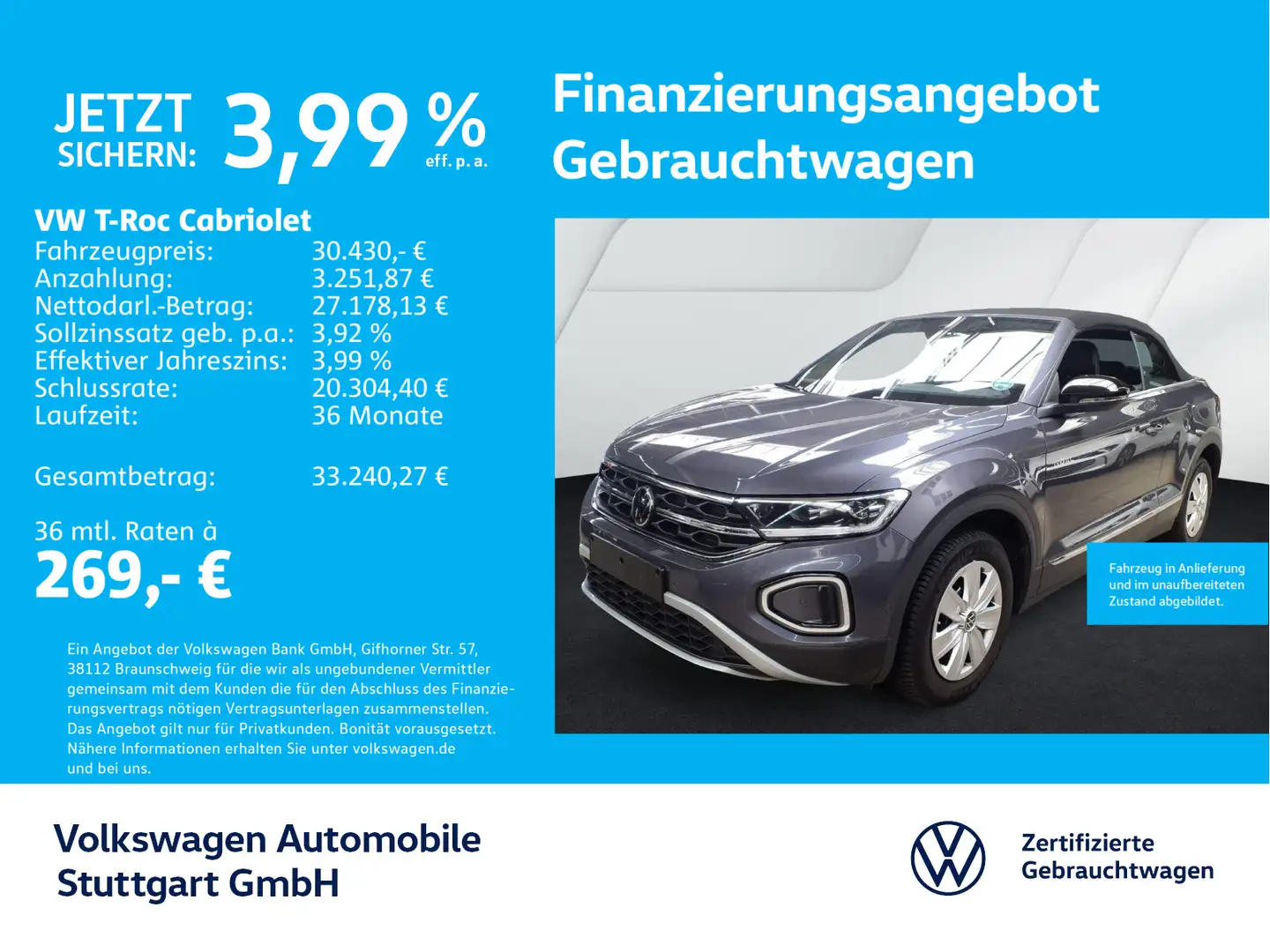 Volkswagen T-Roc Goal 1.5 TSI DSG Navi ACC SHZ Grau - 1