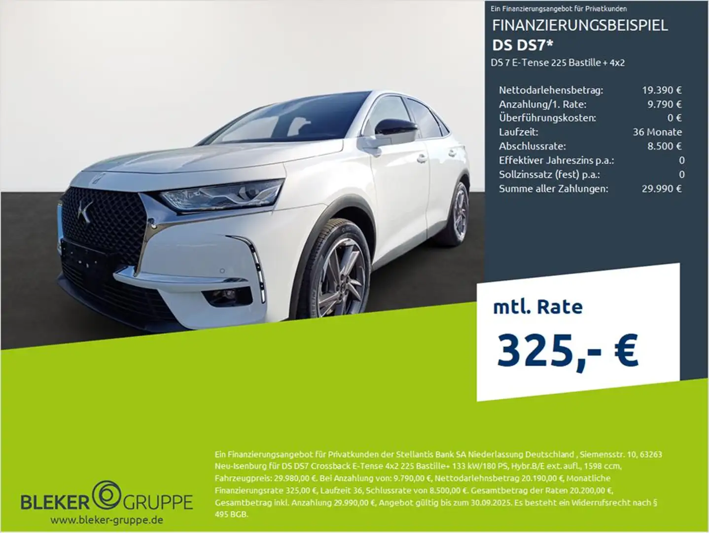 DS Automobiles DS 7 DS7 E-Tense 225 Bastille + 4x2 Blanc - 1