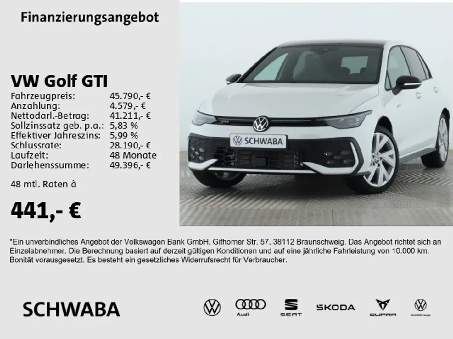 Volkswagen Golf GTI 2.0TSI *IQ.LIGHT*AHK*ACC*HuD*VIRTUAL*19 Weiß - 1