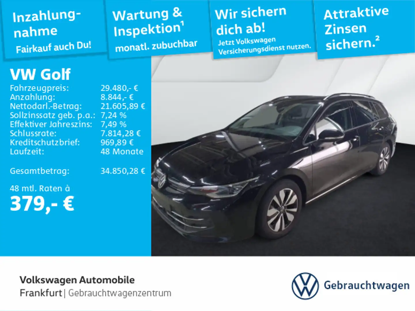 Volkswagen Golf Variant Golf VIII 2.0 TDI Goal Navi AHK Spurwechselassis Schwarz - 1