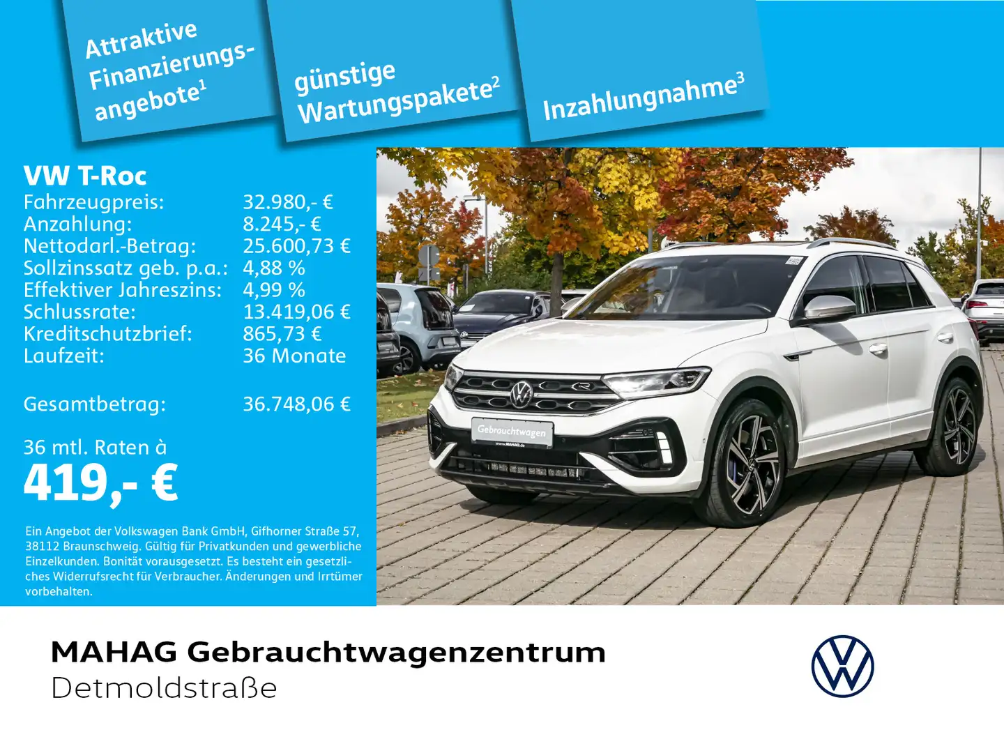 Volkswagen T-Roc R 2.0 TSI 4MOT AHK IQ.Light Pano Navi Park Weiß - 1
