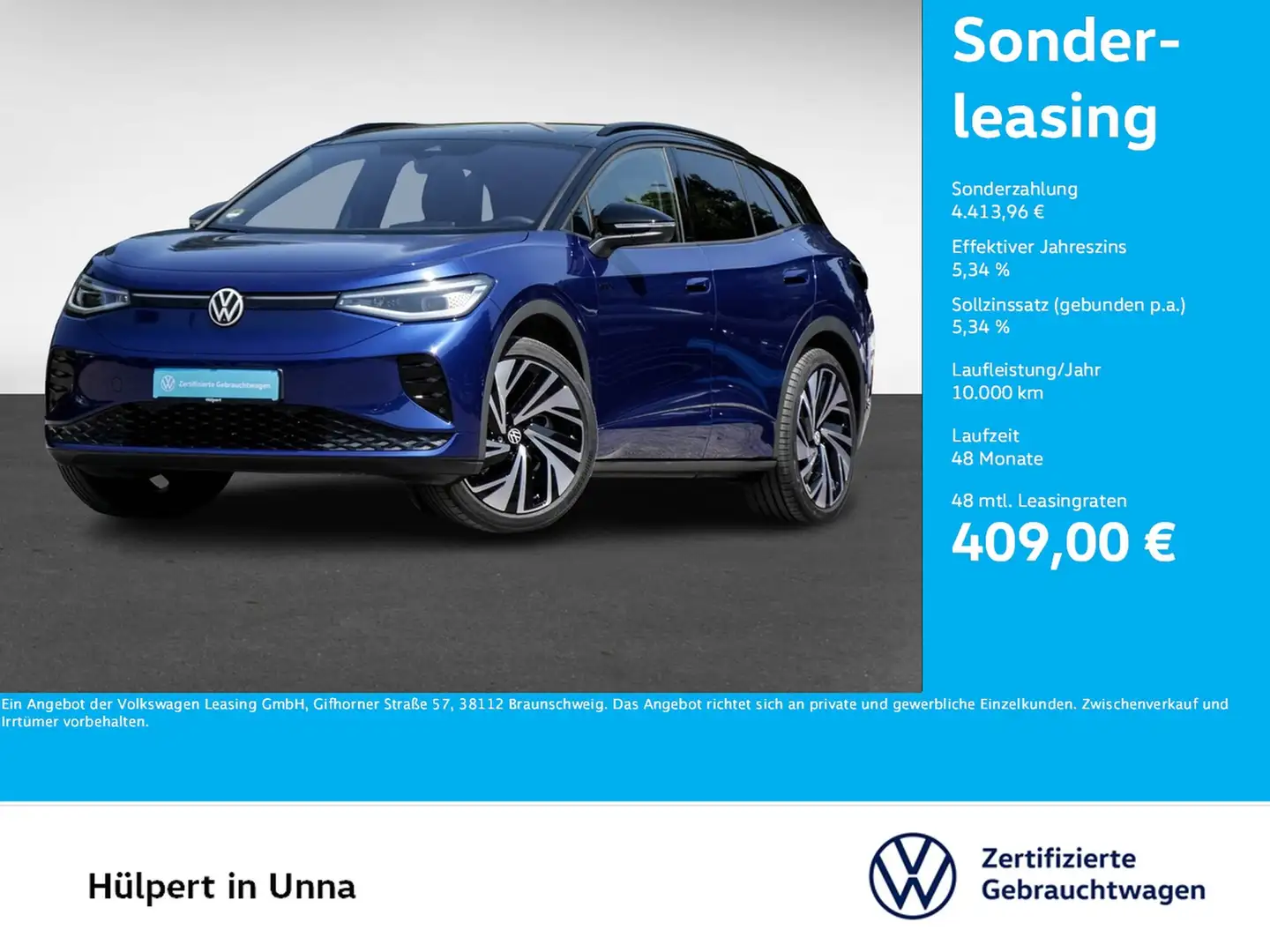 Volkswagen ID.4 GTX 4X4 WÄRMEPUMPE PANO AHK 360CAM ACC LM21 Bleu - 1