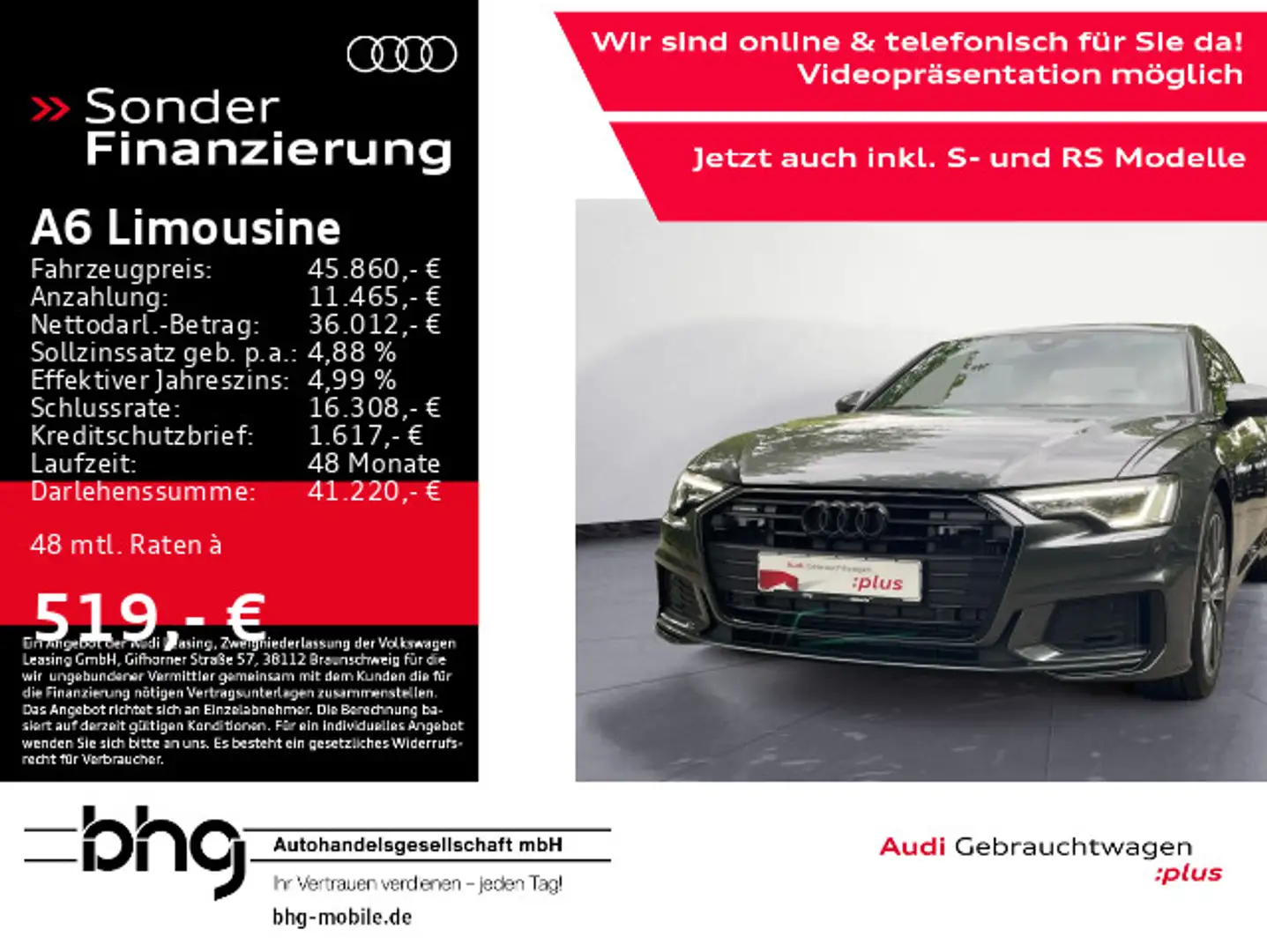 Audi A6 55 TFSIe quattro S-line LED/ACC/Kam Gris - 1