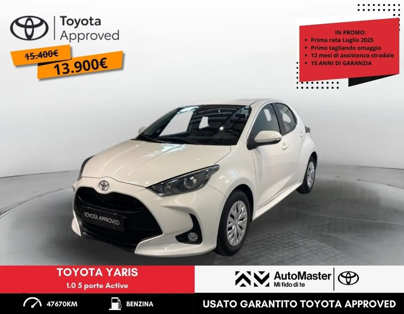 Toyota Yaris 1.0 5 porte Active Bianco - 1
