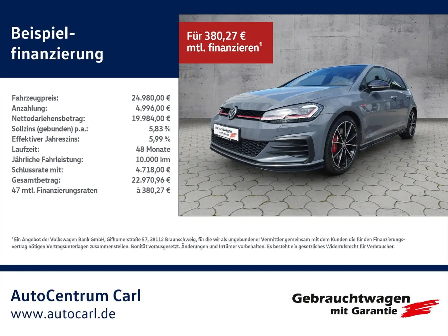 Volkswagen Golf VII GTI TCR 2.0TSI DSG NAV/ACC/SHZ KLIMA LED NAVI Gris - 1