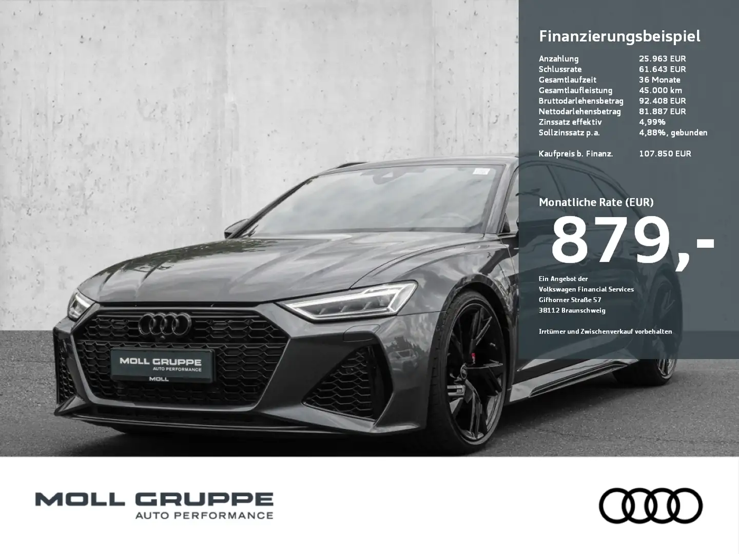 Audi RS6 RS 6 Avant 4.0 TFSI quattro 441(600) kW(PS) Head U Grau - 1