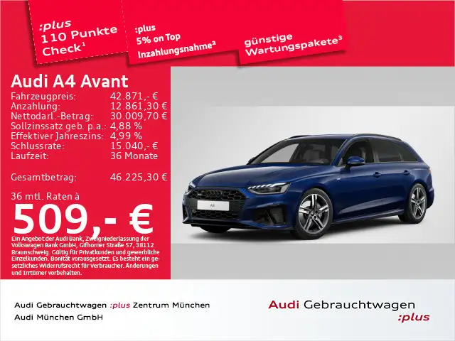 Audi A4 40 TFSI qu. S tronic 2x S line StdHzg/A