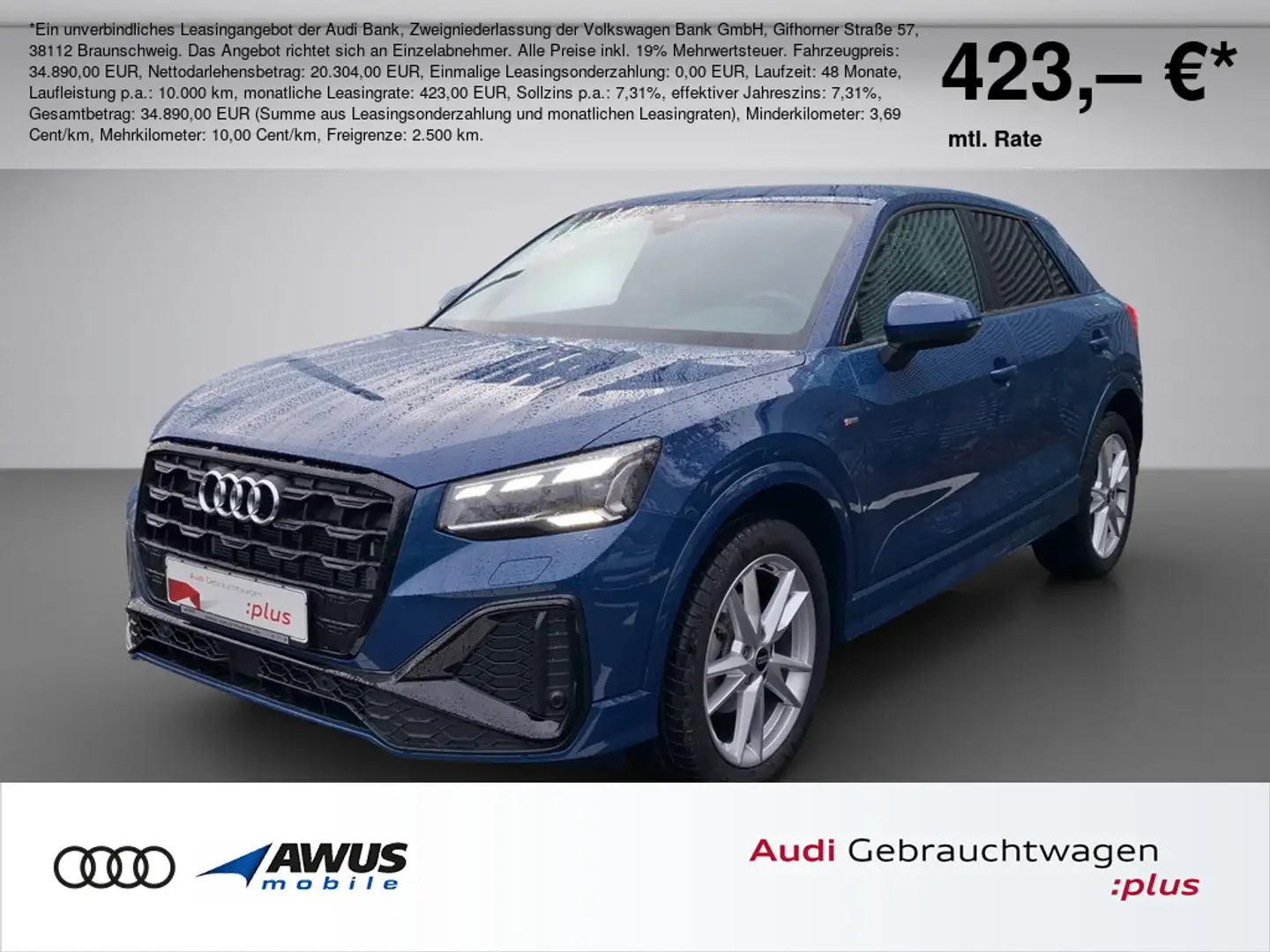 Audi Q2 35 TFSI S line, Matrix, Navi, AHK Blau - 1