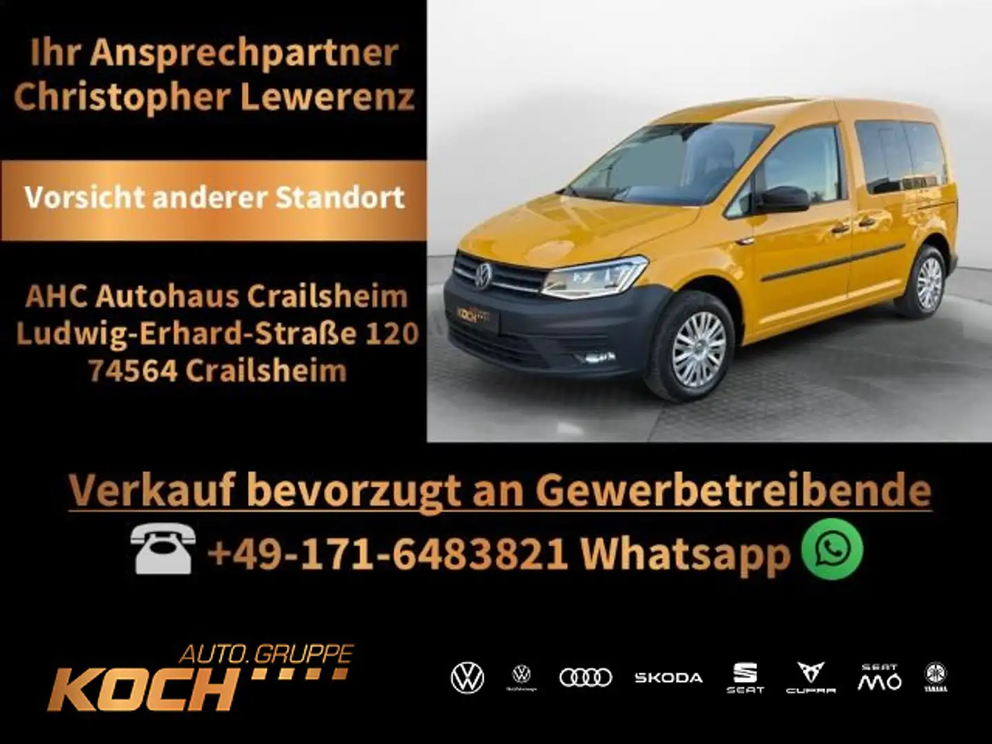 Volkswagen Caddy Trendline 2.0 TDI Xenon AHK Navi Standhz Jaune - 1