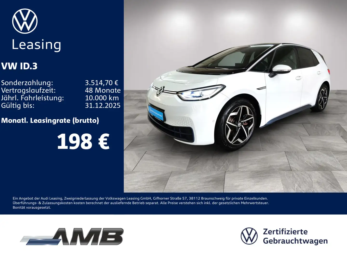 Volkswagen ID.3 Pure Matrix/ACC/Navi/Sitzhzg/RFK/Alu19 Weiß - 1