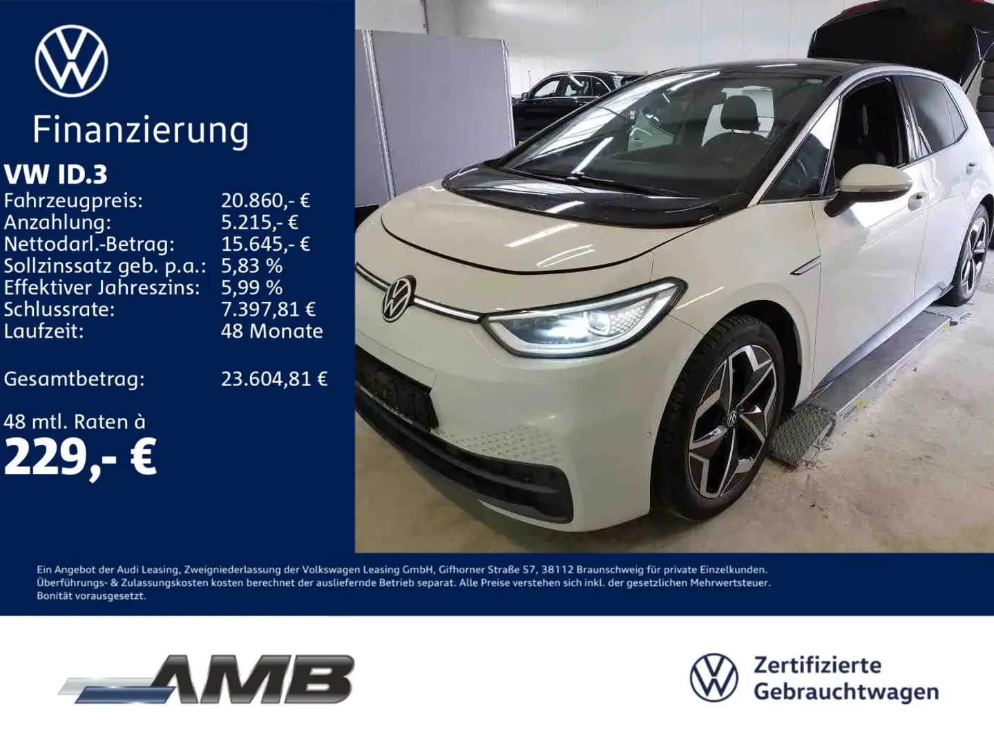 Volkswagen ID.3 Pure Matrix/ACC/Navi/Sitzhzg/RFK/Alu19 Weiß - 1