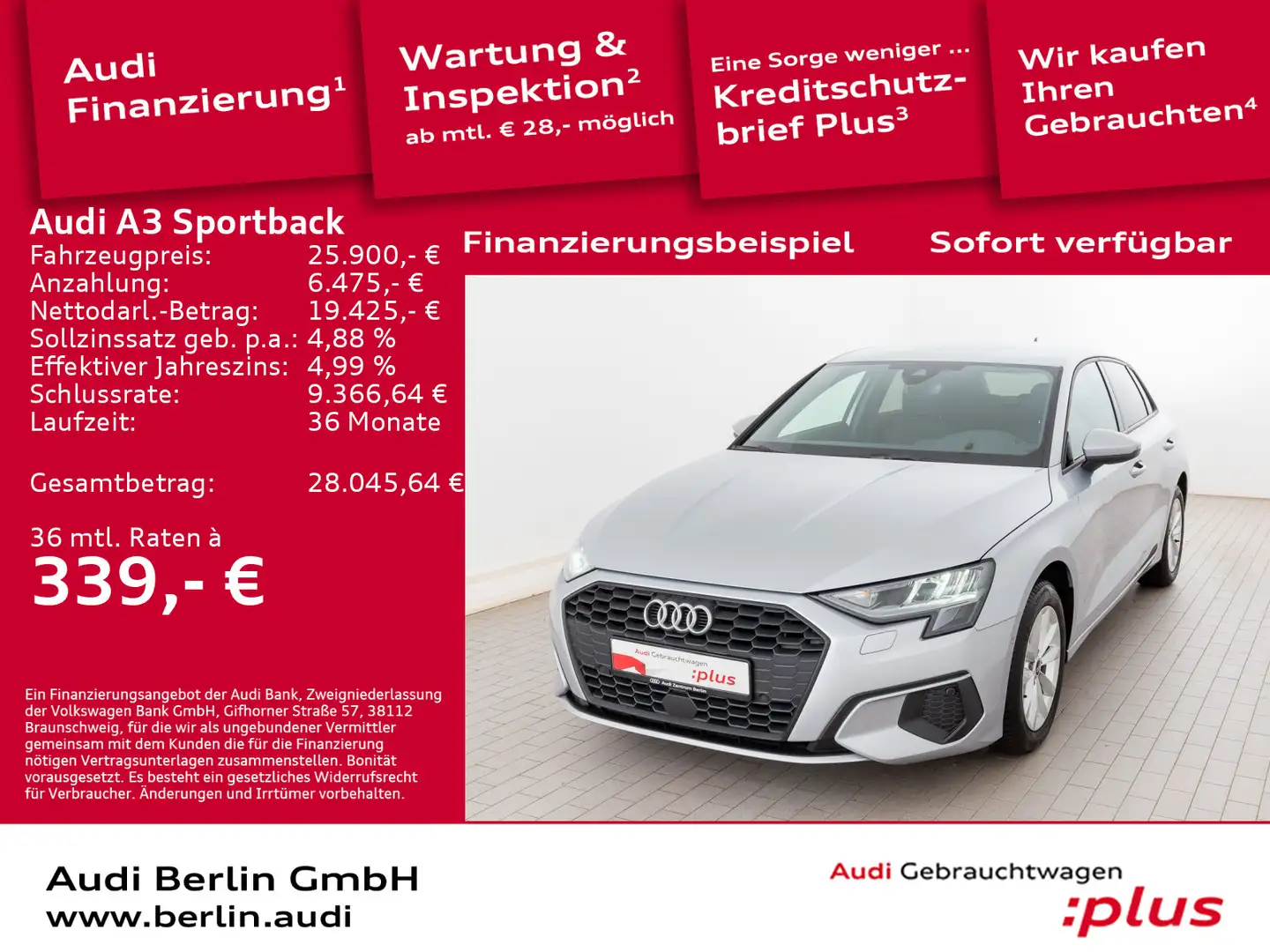 Audi A3 35 TFSI S tr. LED NAVI VIRTUAL PDC Silber - 1