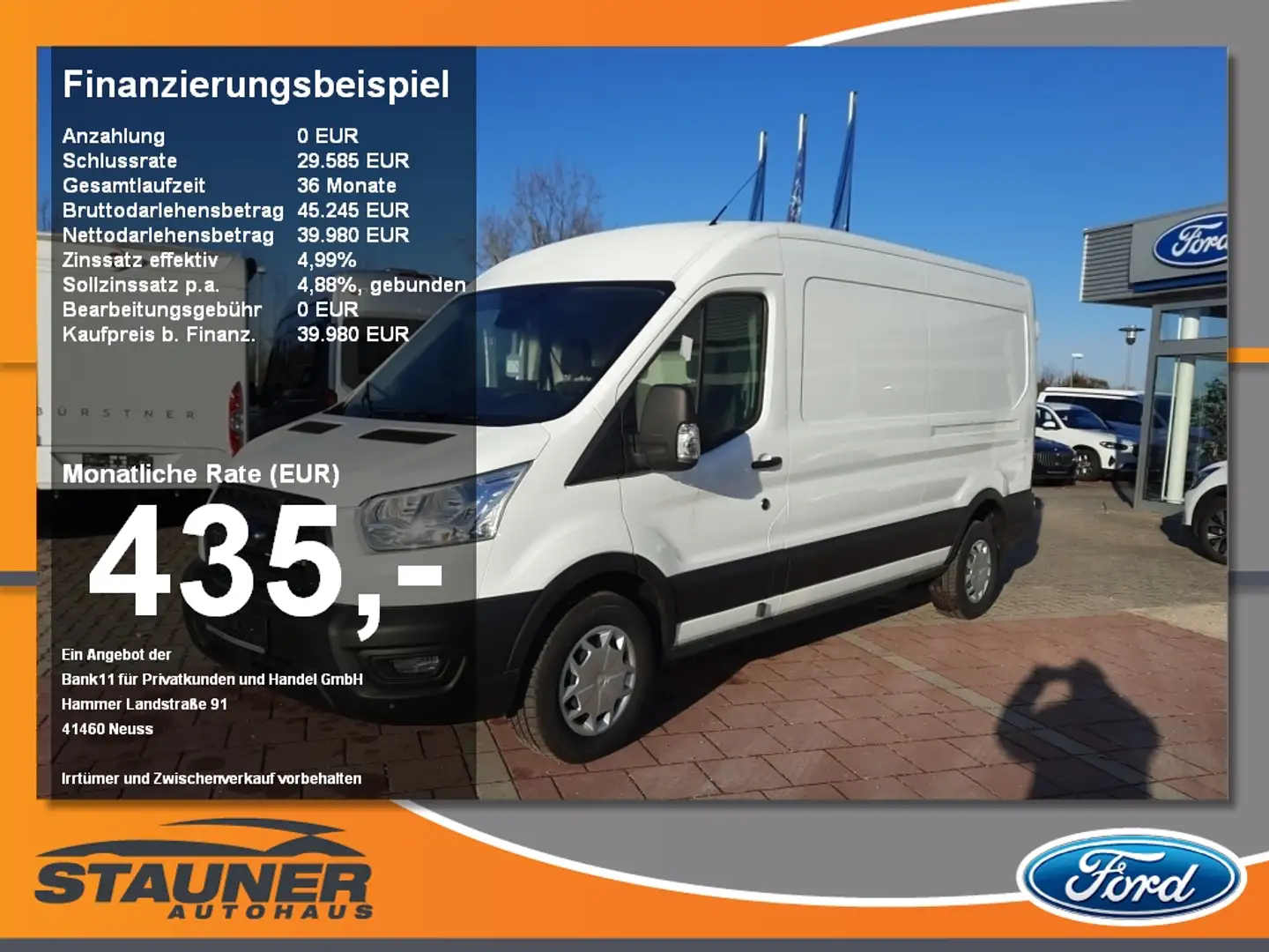 Ford Transit Kasten 2.0 TDCi 350 L3 Trend PDC RFK Белый - 1