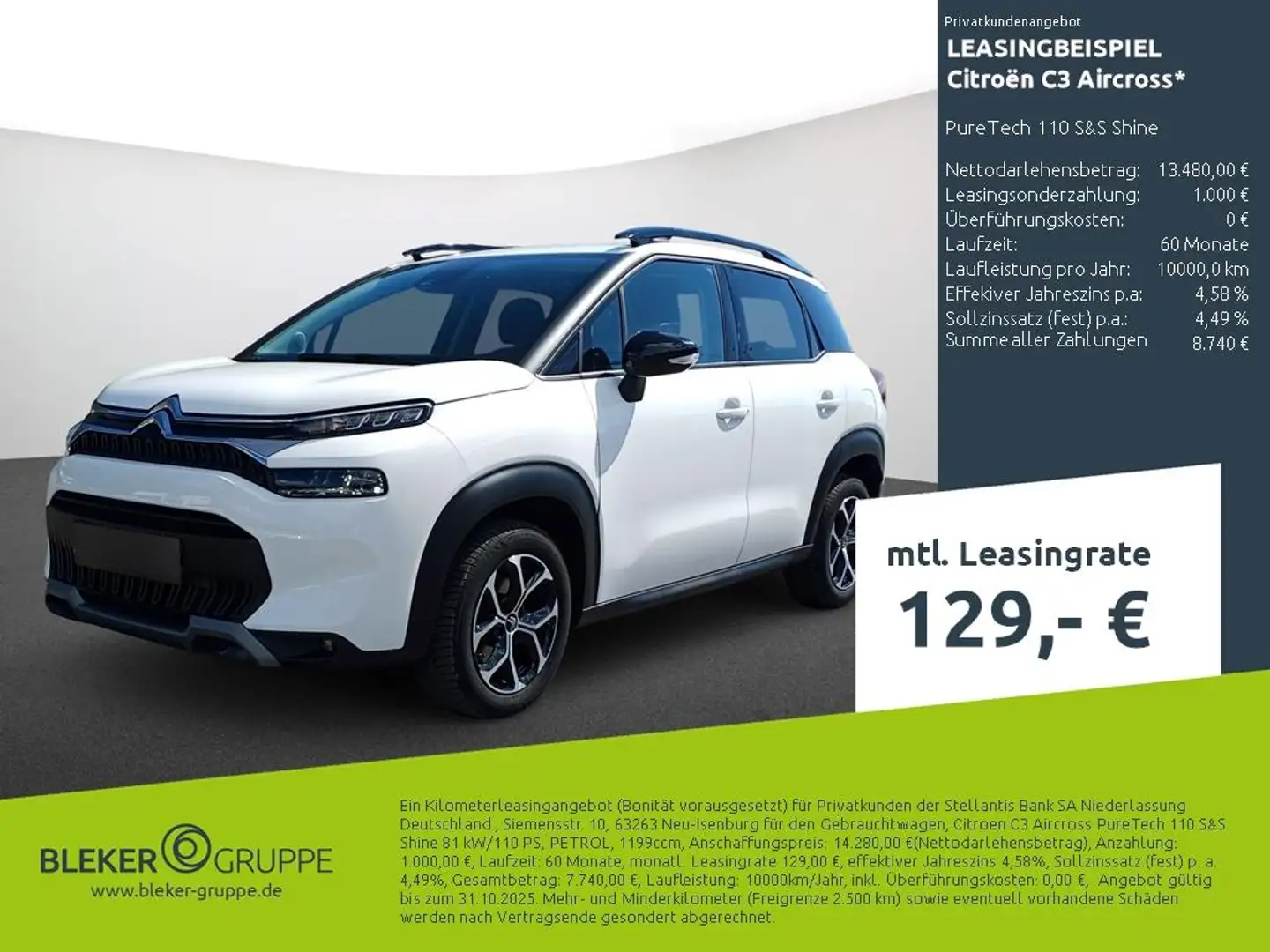 Citroen C3 Aircross PureTech 110 S&S Shine Blanc - 1