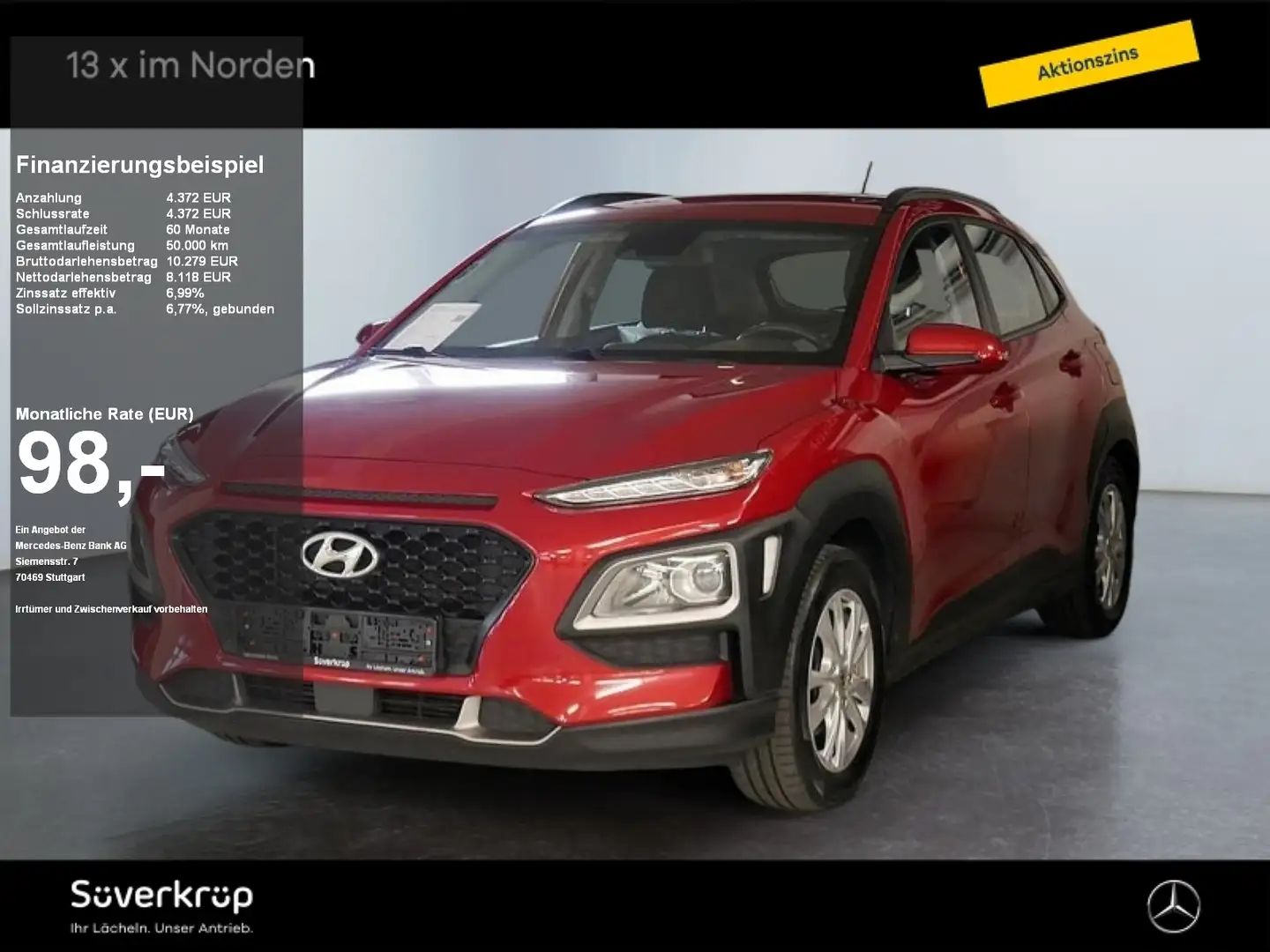 Hyundai KONA Select 2WD 1.0 T-GDI SPUR Rot - 1
