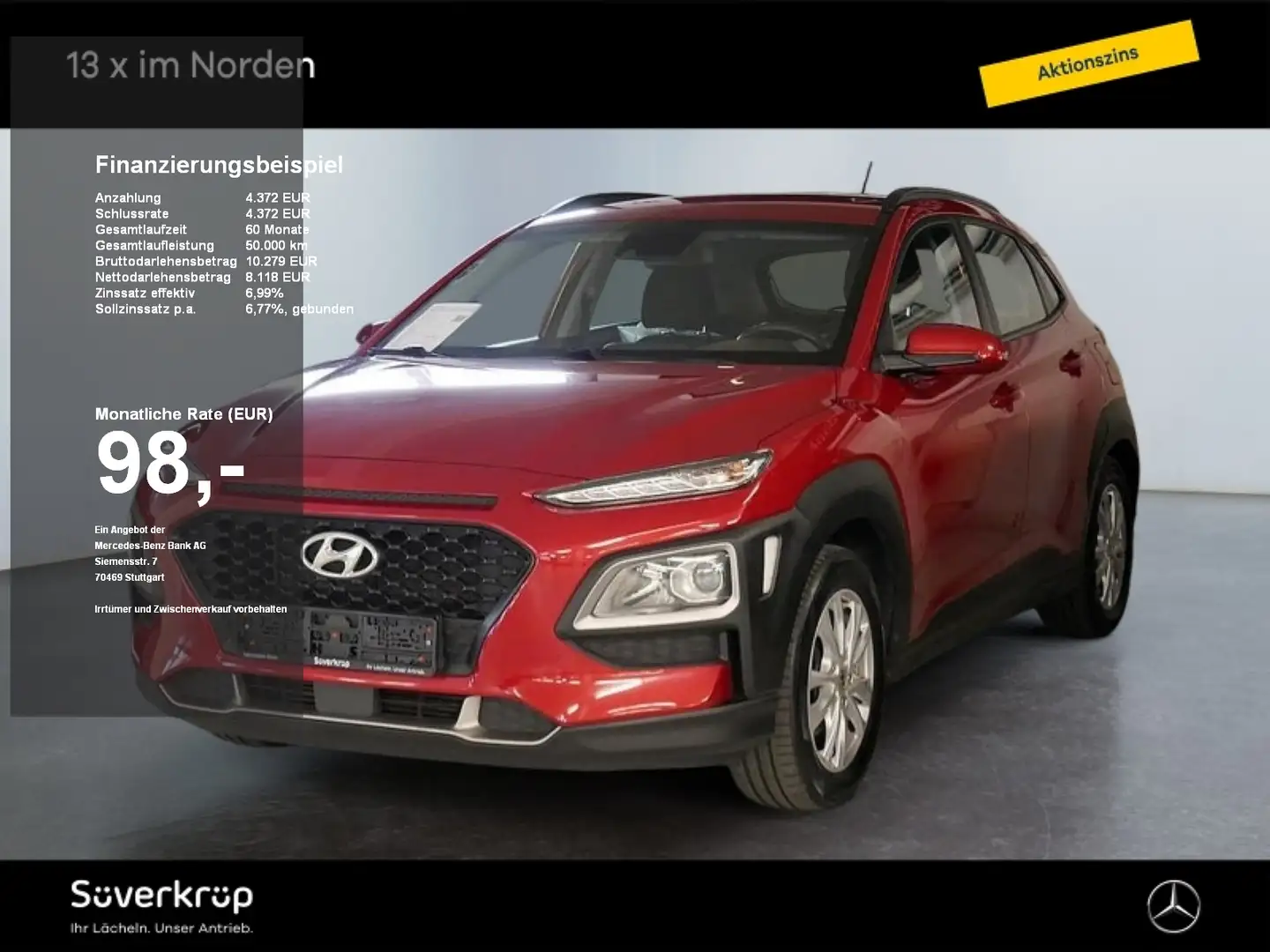 Hyundai KONA Select 2WD 1.0 T-GDI SPUR Rot - 1