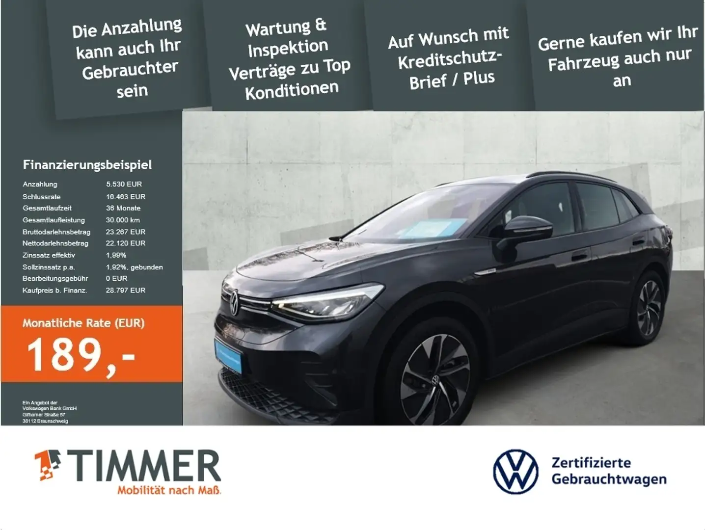 Volkswagen ID.4 PRO PERF. 82 kWh *AHK *LED *RKAM *19" *NAVI *CARP Grau - 1