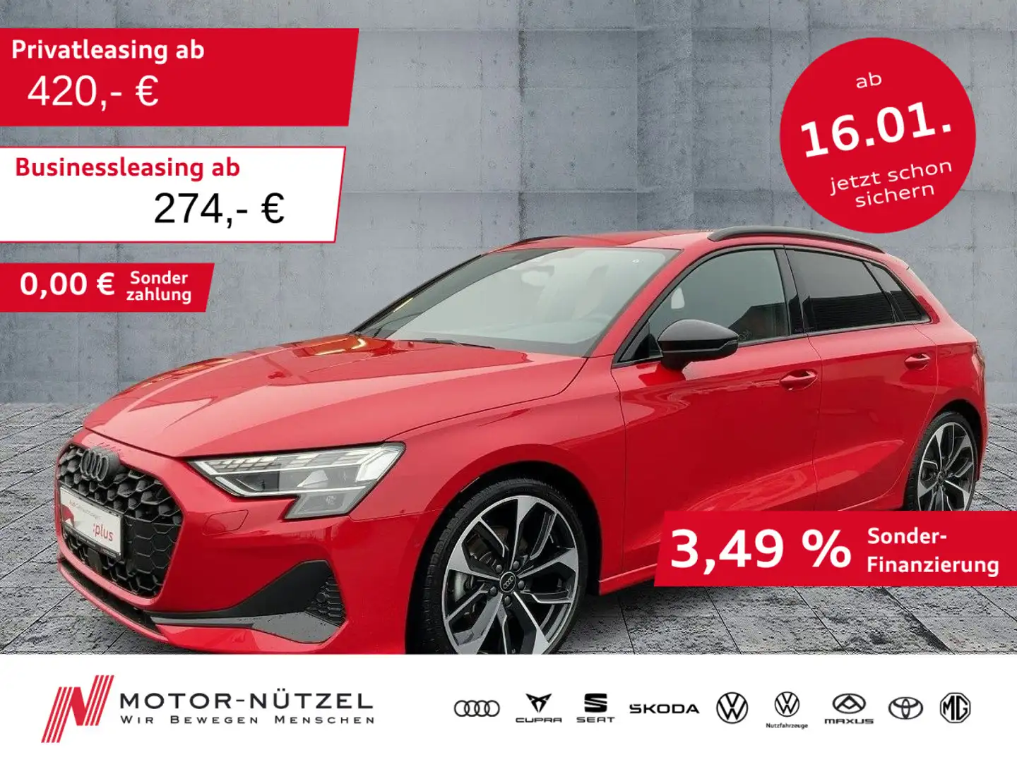 Audi A3 35 TDI S-TR ADVANCED LED+NAVI+SONOS Rot - 1