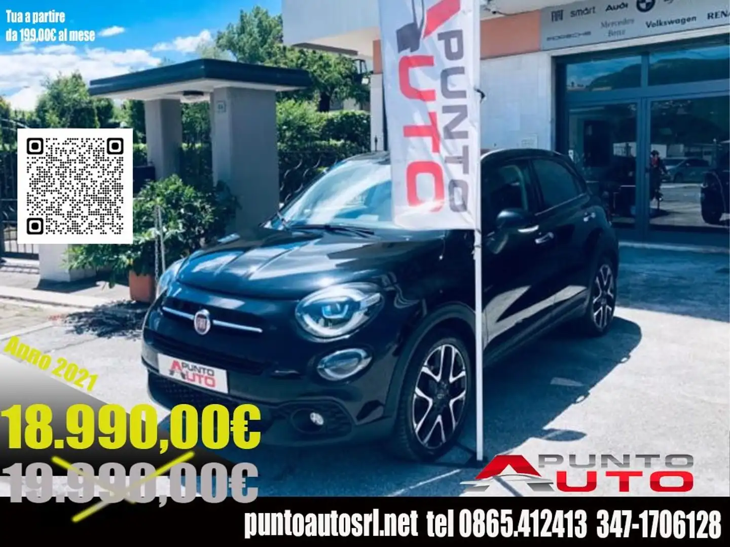 Fiat 500X 1.6 MultiJet 130 CV full led- telecam Nero - 1
