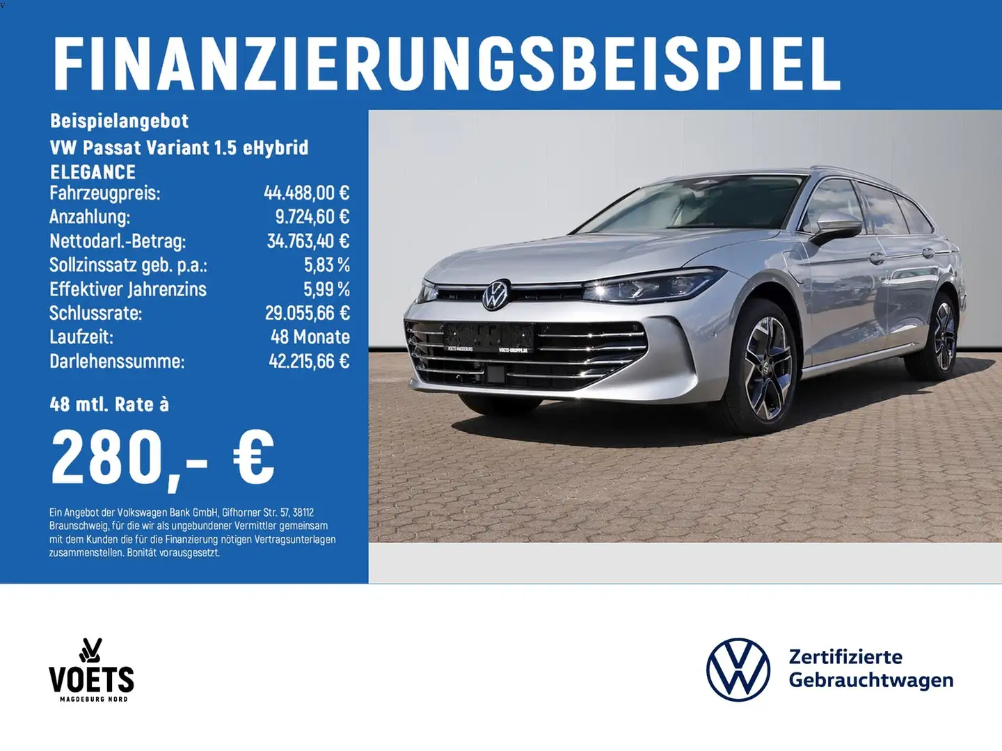 Volkswagen Passat Variant 1.5 eHybrid ELEGANCE LED+Navi+AHK Silber - 2
