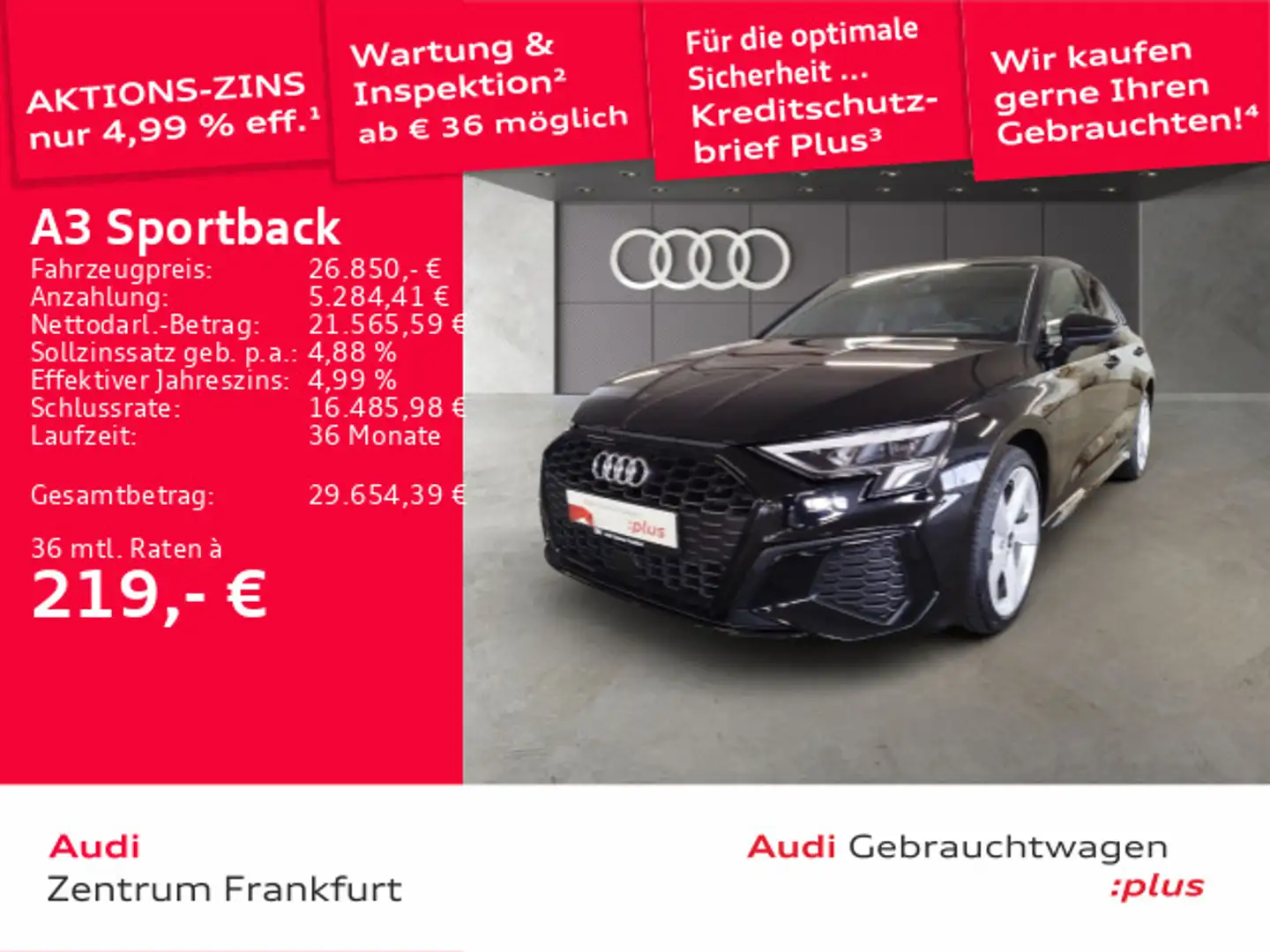 Audi A3 40 TFSI e S tronic S line LED HuD A Schwarz - 1