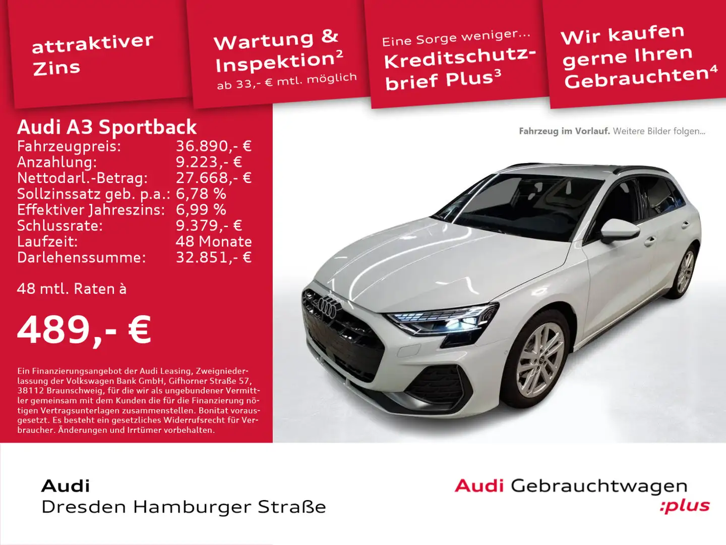 Audi A3 S line 30 TFSI Matrix LED DAB AHZV Weiß - 1
