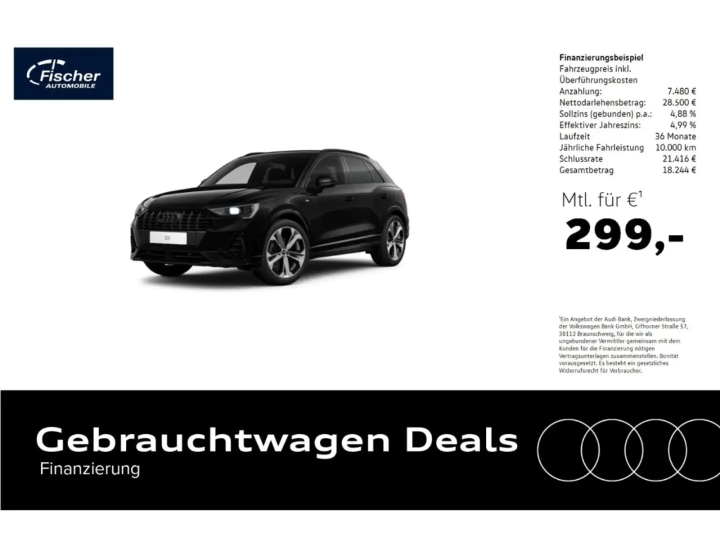 Audi Q3 35 TDI S line AHK/20''/NAV/SH/Virt+ Schwarz - 1