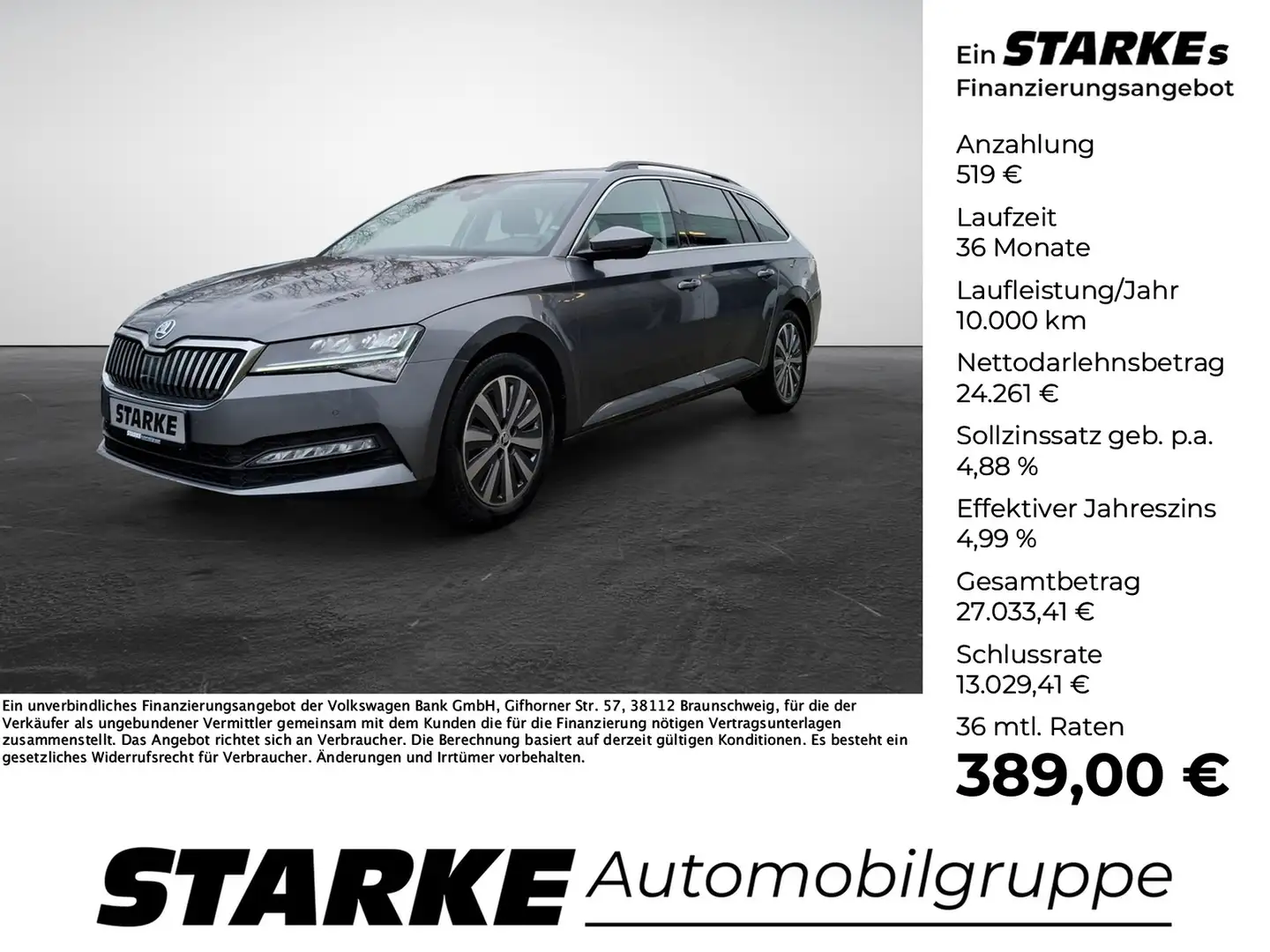Skoda Superb Combi 2.0 TDI DSG Ambition Gris - 1