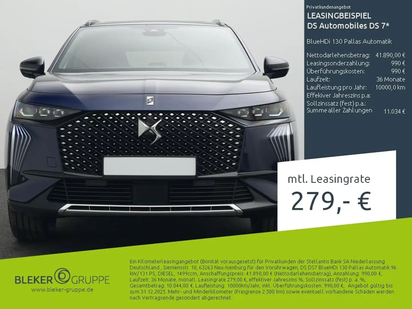 DS Automobiles DS 7 BlueHDi 130 Pallas Automatik Bleu - 1