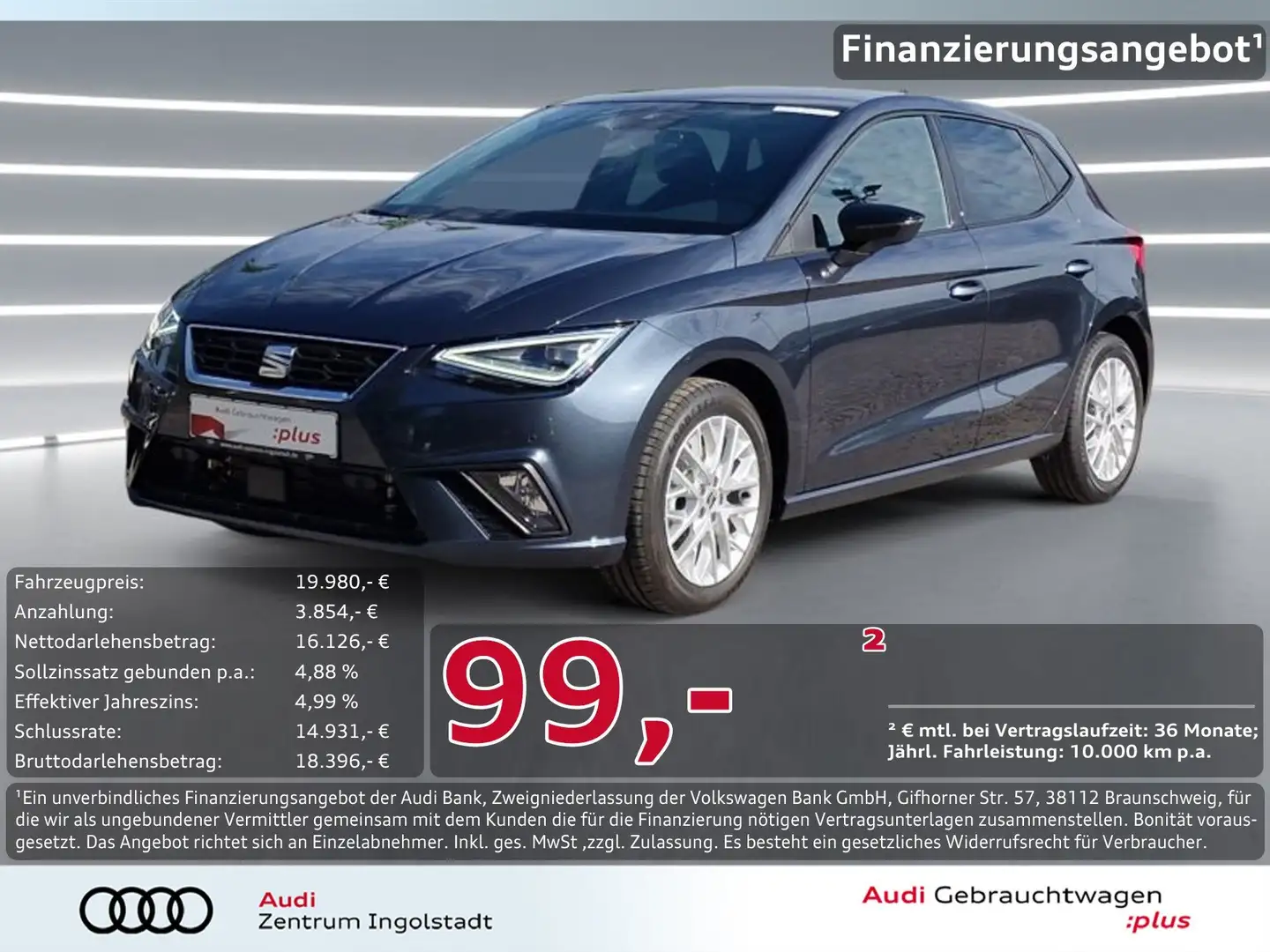 SEAT Ibiza 1.0 TSI FR LED NAVI ACC Virtual Kamera DAB Grau - 1