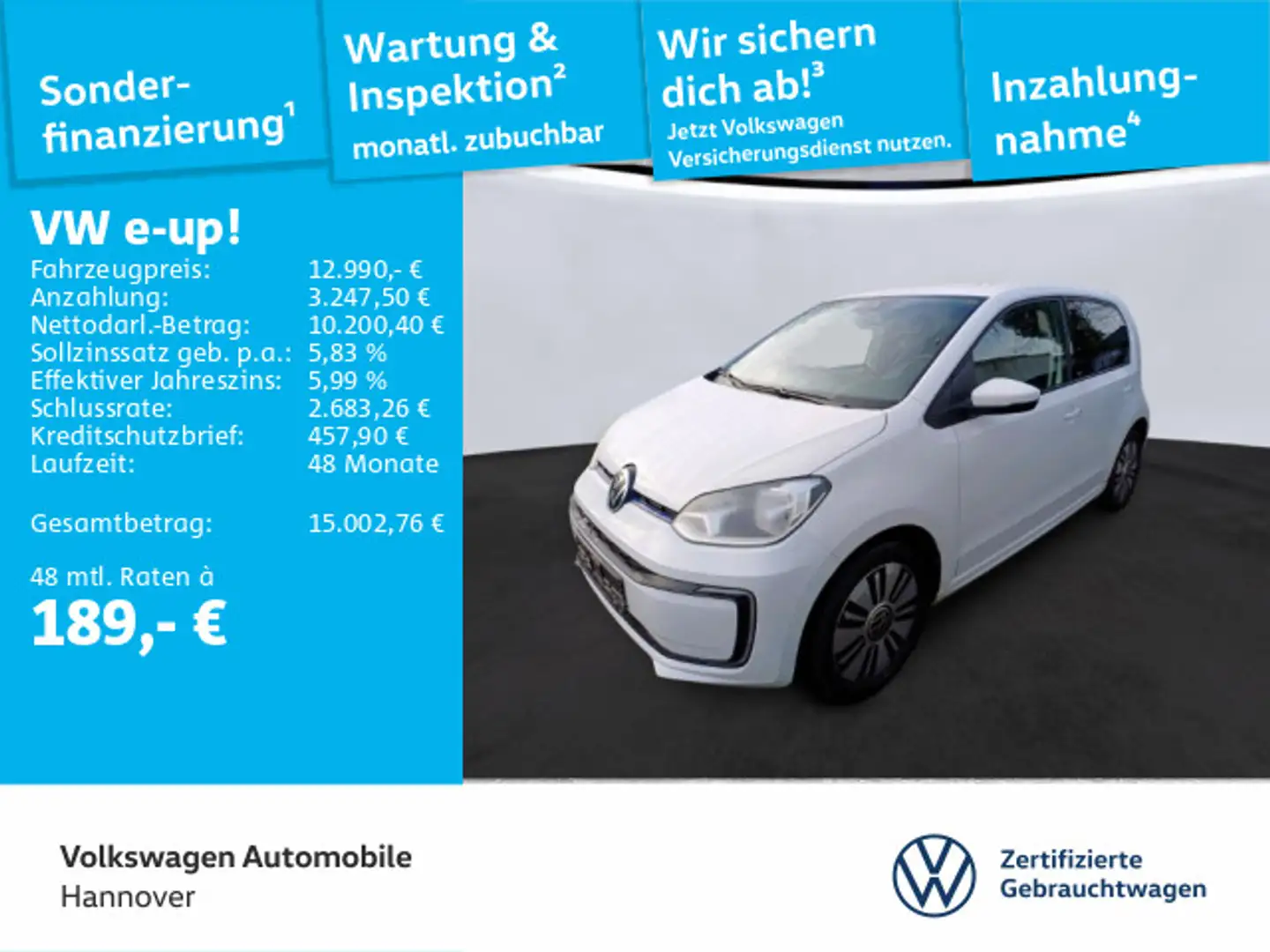 Volkswagen e-up! United Kamera SHZ PDC GRA Klima Weiß - 1
