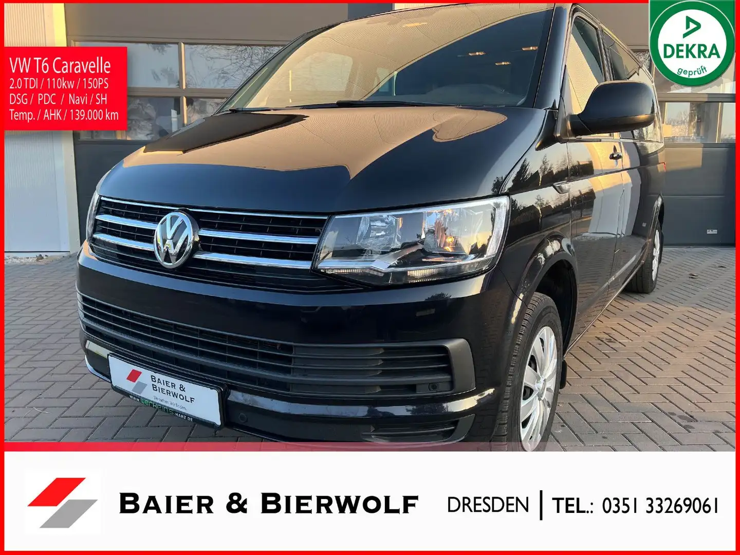 Volkswagen T6 Caravelle Comfortline lang Navi PDC MwSt. 8SP Schwarz - 1