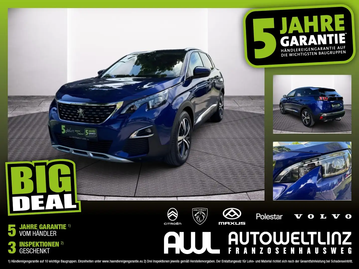 Peugeot 3008 1.6 THP 165 Allure LED+SHZ+2xKlima+KeyLess Blau - 1