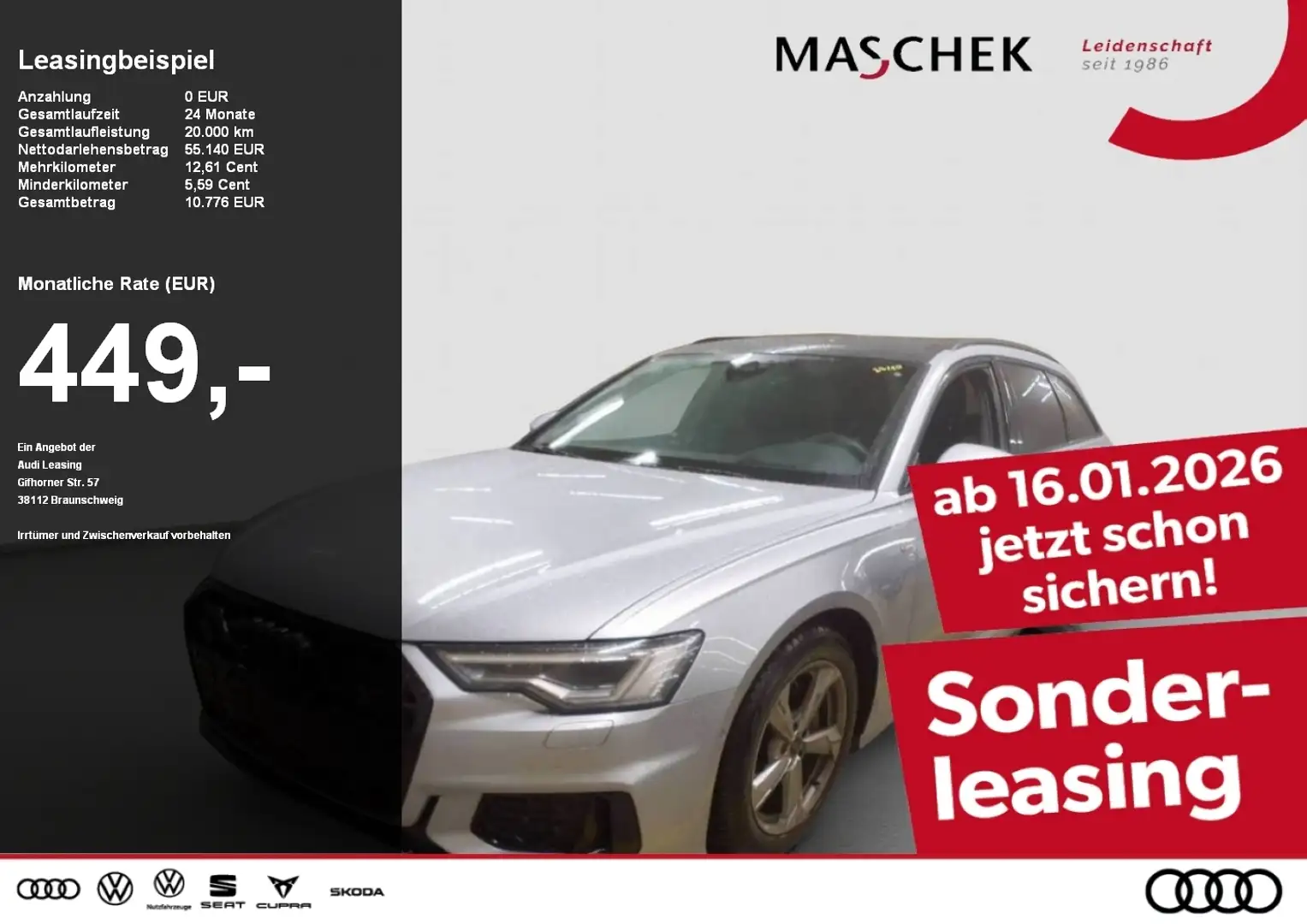 Audi A6 Avant S line 50 TDI AHK Pano HUD Memory ACC Matrix Silber - 1