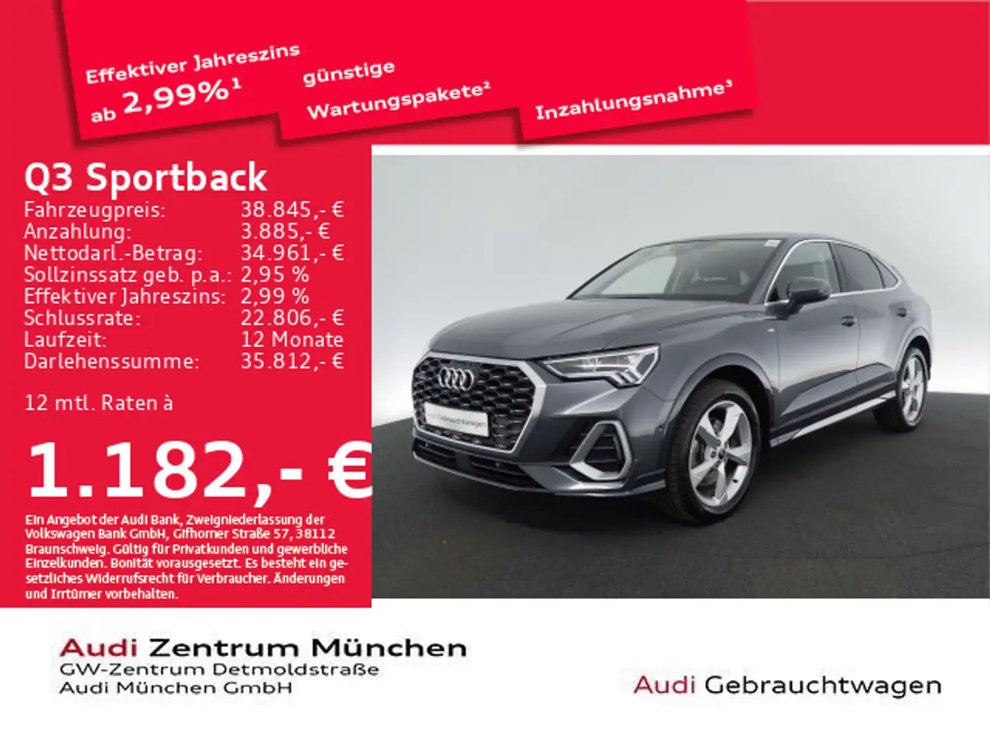 Audi Q3 40 TDI qu. S tronic S line Pano/Nav Grau - 1