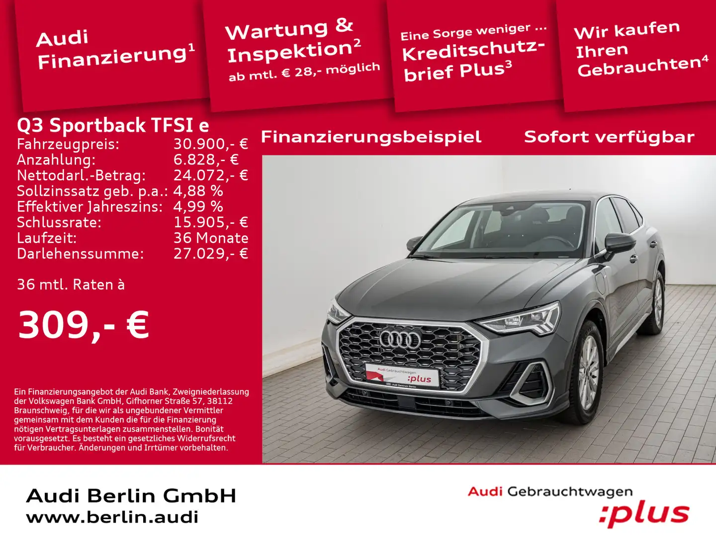 Audi Q3 S line 45 e  S tr. RFK PDC Gris - 1